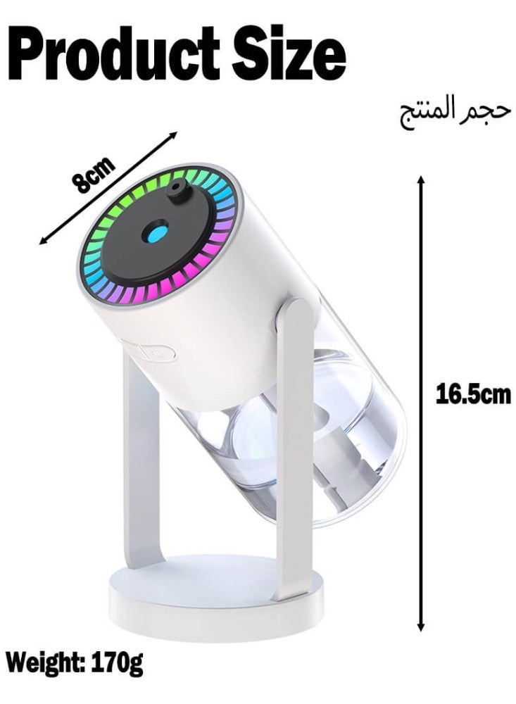 SOGAR SHAMO Starlight Rotating Desktop Humidifier - 360 ° Night Light Air Moisturizing Cream with RGB Light and Soothing Aromatherapy Function(White) - Image 3